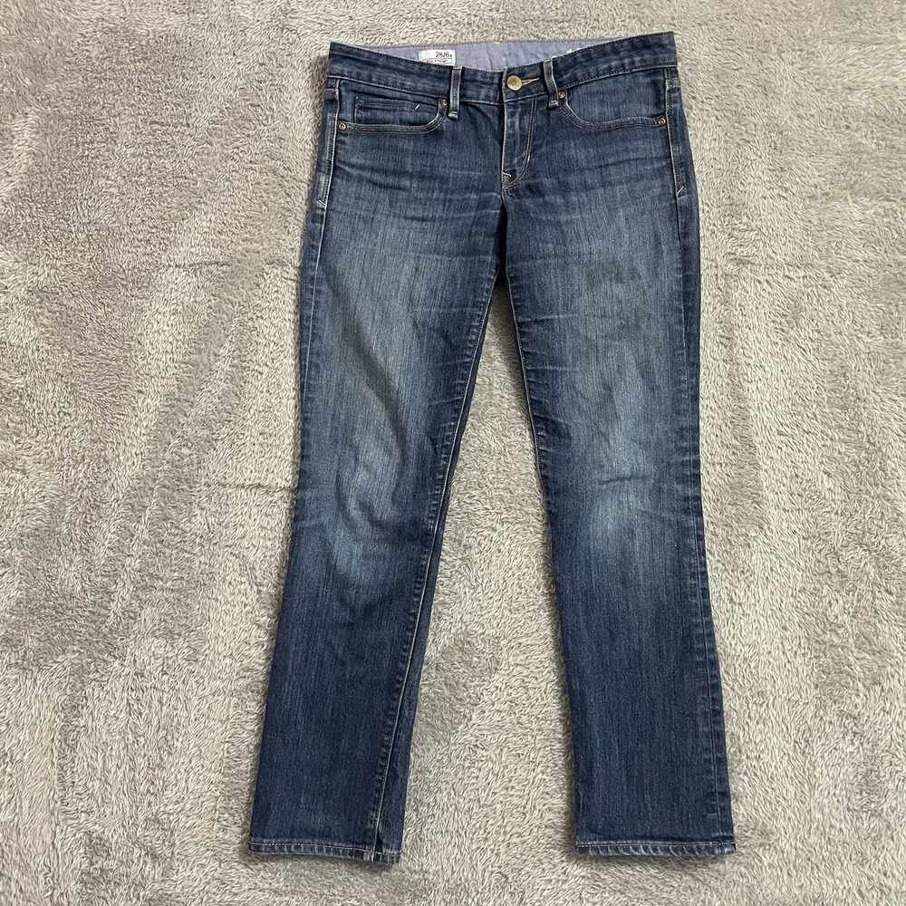 Gap 1969 Jeans Womens Real Straight Size 28/6a Dark Wash Denim Blue Low Rise